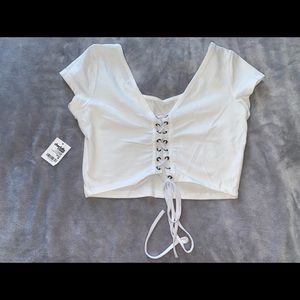 Charlotte Russe Cut Out Laced Back Crop Top